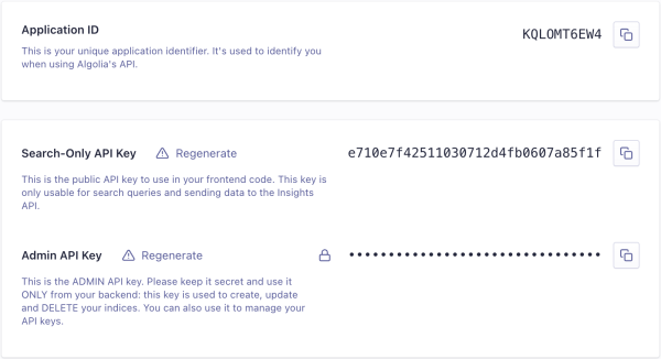 Algolia API Keys