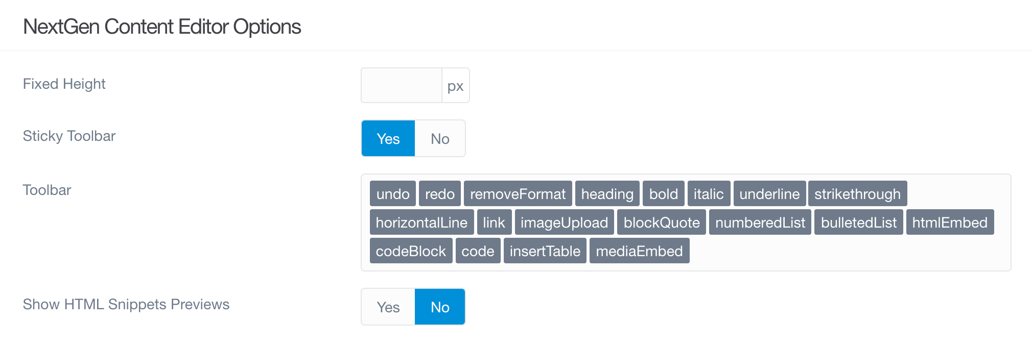 Editor Options