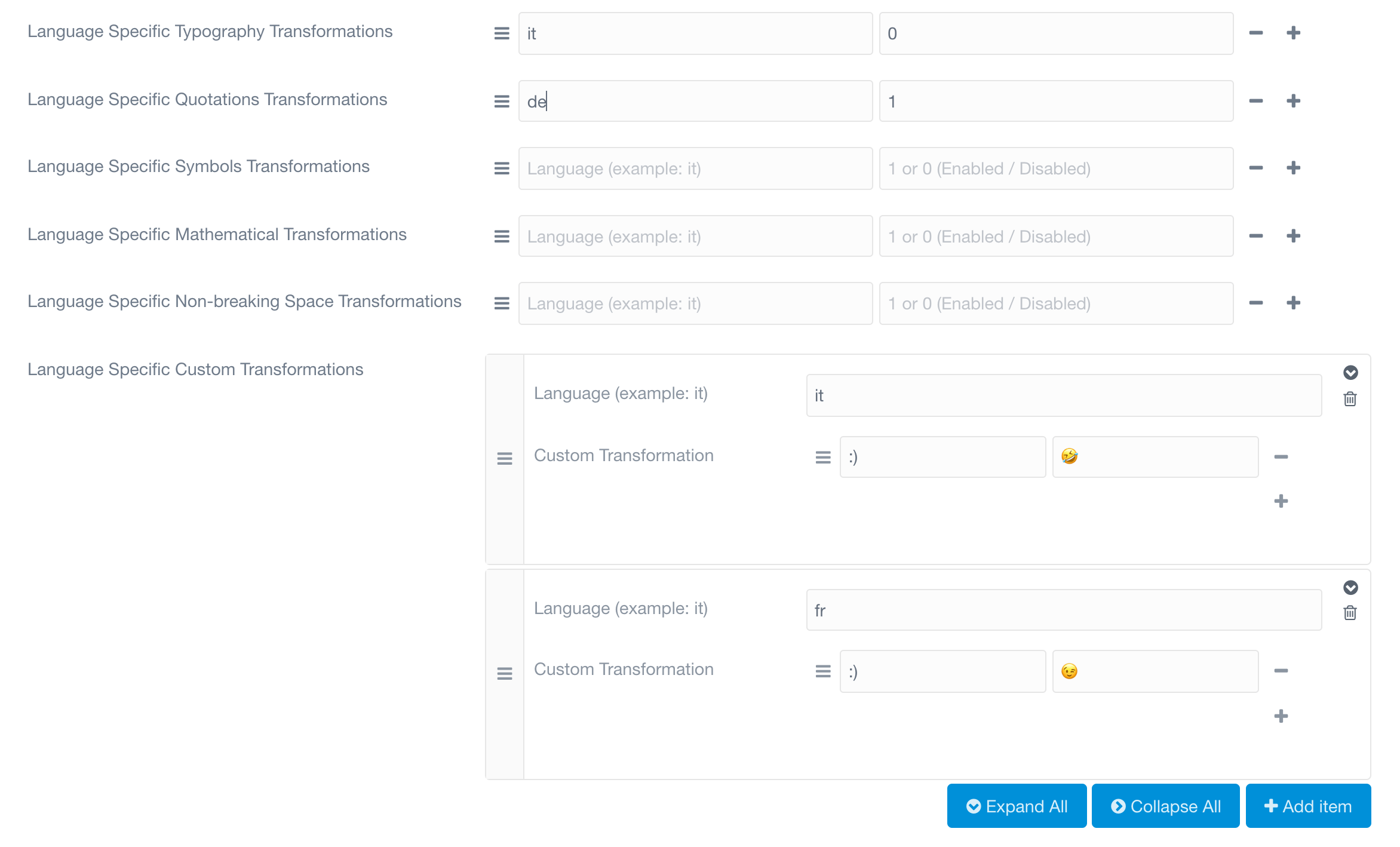 Language Text Transformations